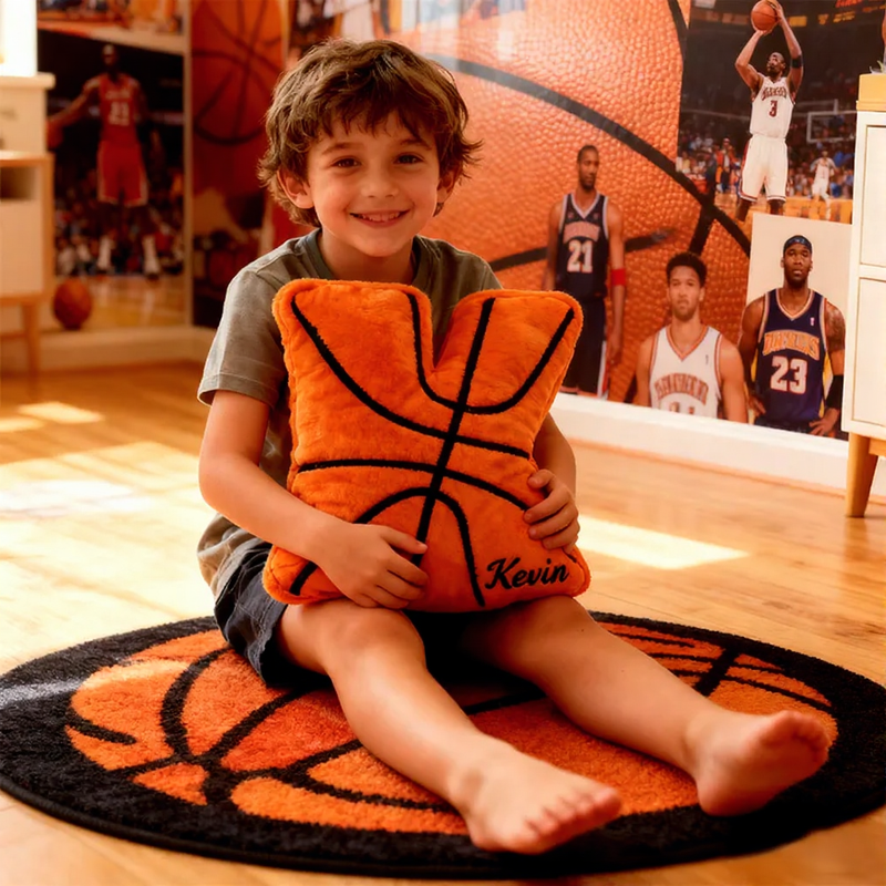 Personalized Graphic3DPrint Basketball Letter Shaped Pillow with Custom Name for Sports Fans