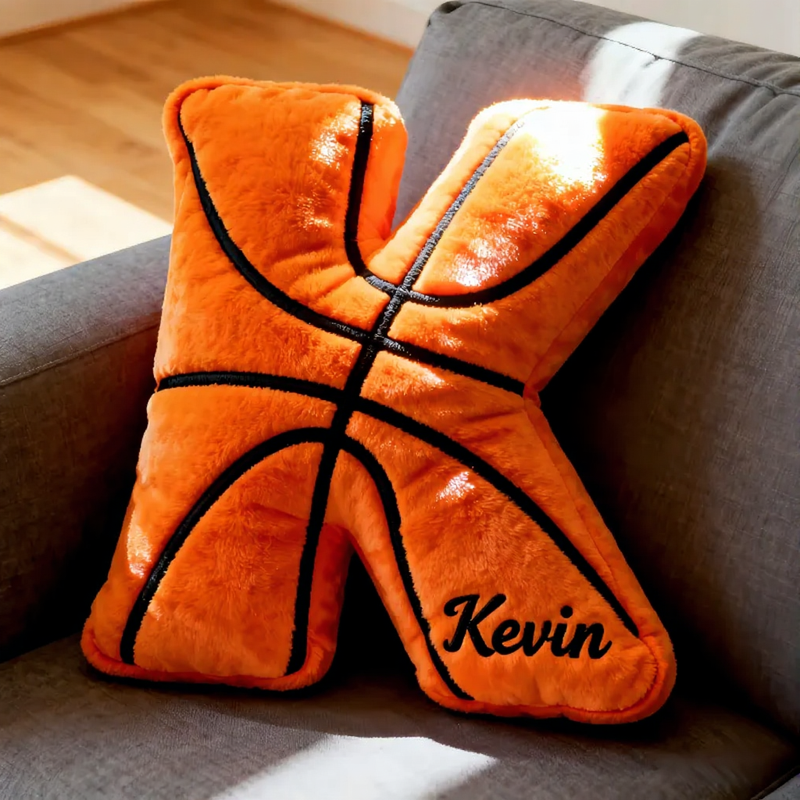 Personalized Graphic3DPrint Basketball Letter Shaped Pillow with Custom Name for Sports Fans