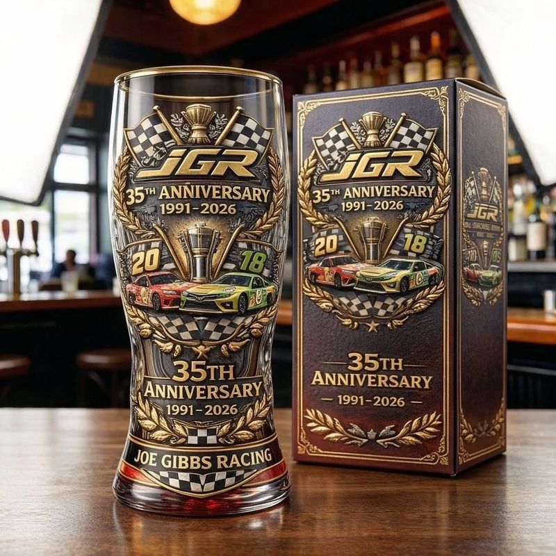 JGR 1991-2026 35. Jahrestag 3D-Relief Pint Glas