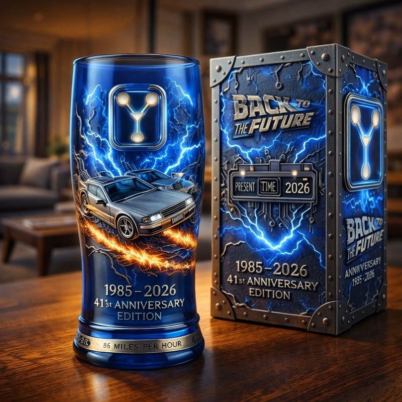 Zurück in die Zukunft 1985-2026 41. Jahrestag 3D-Relief Pint Glas