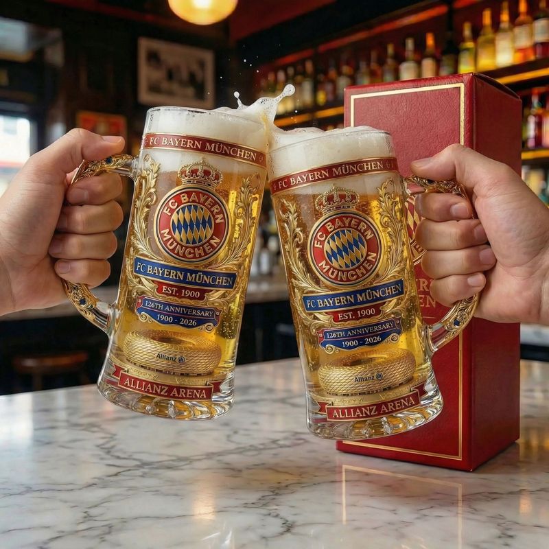 FC Bayern München 126. Jubiläum Bier Stein