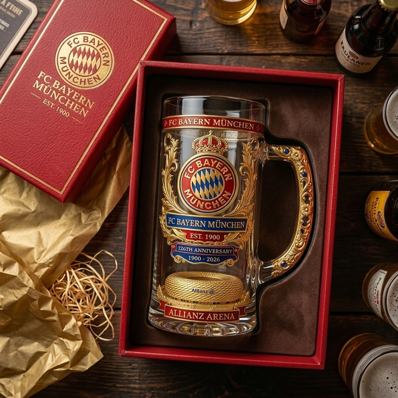 FC Bayern München 126. Jubiläum Bier Stein