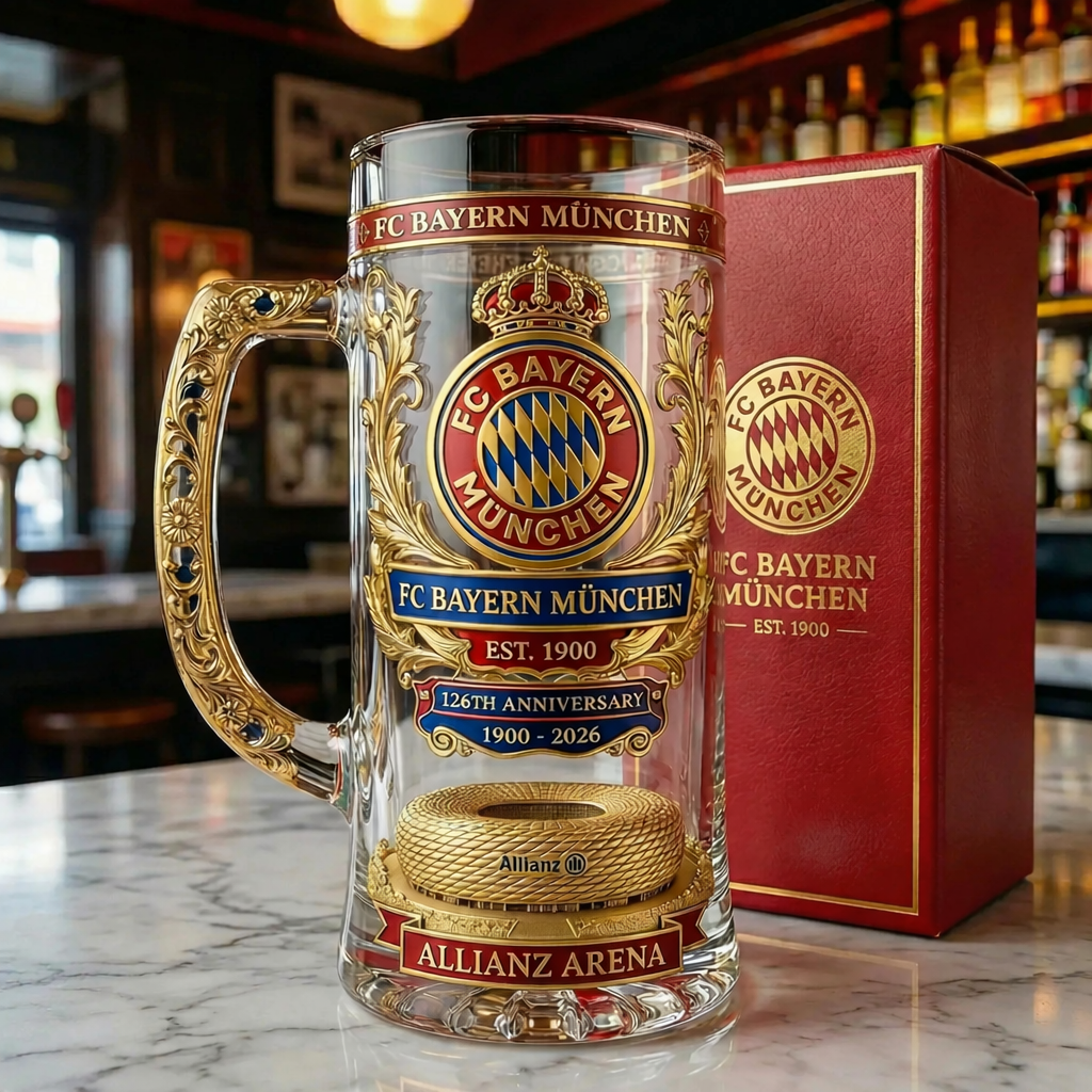 FC Bayern München 126. Jubiläum Bier Stein