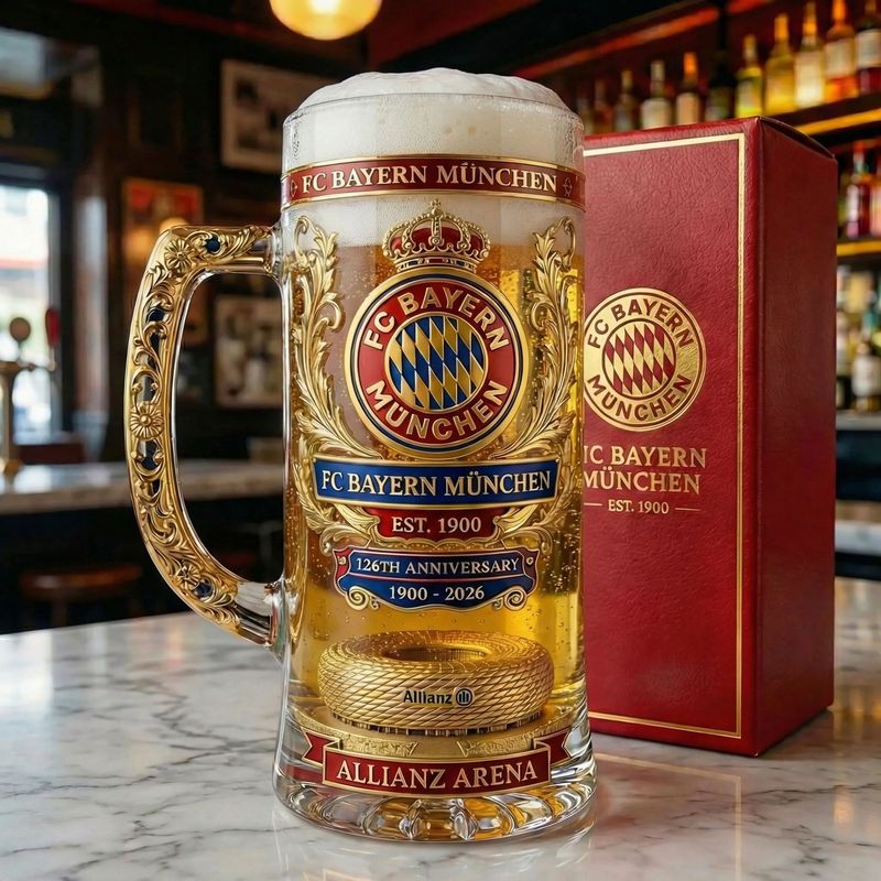 FC Bayern München 126. Jubiläum Bier Stein