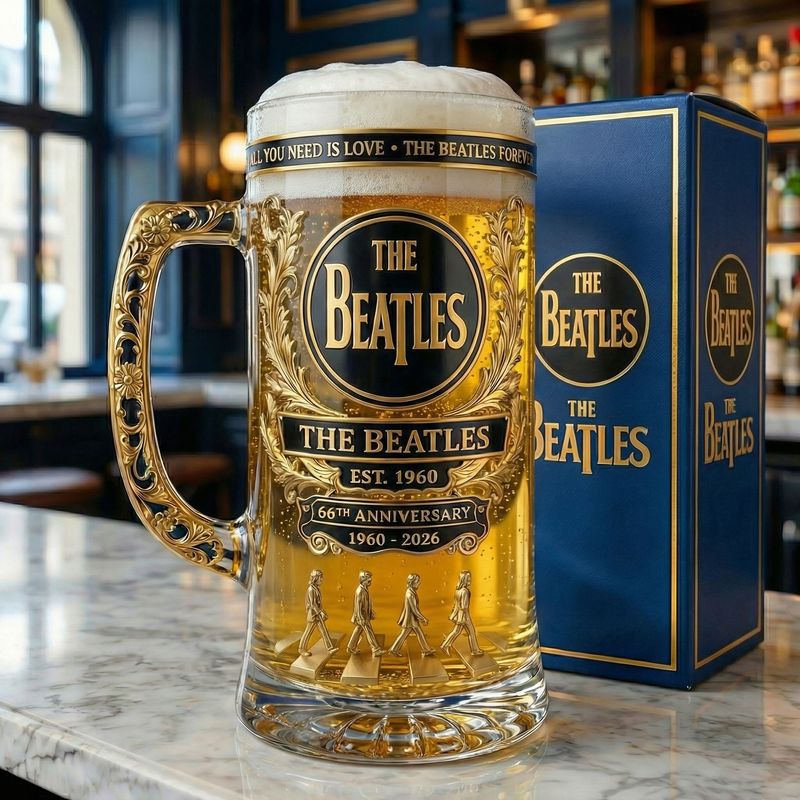 Das Beatles-Bier Stein zum 66-jährigen Jubiläum