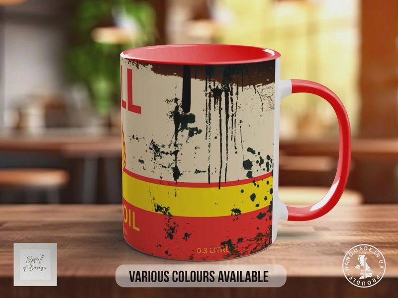 Shell Motor Oil Mug – Vintage Petrol Can Gift