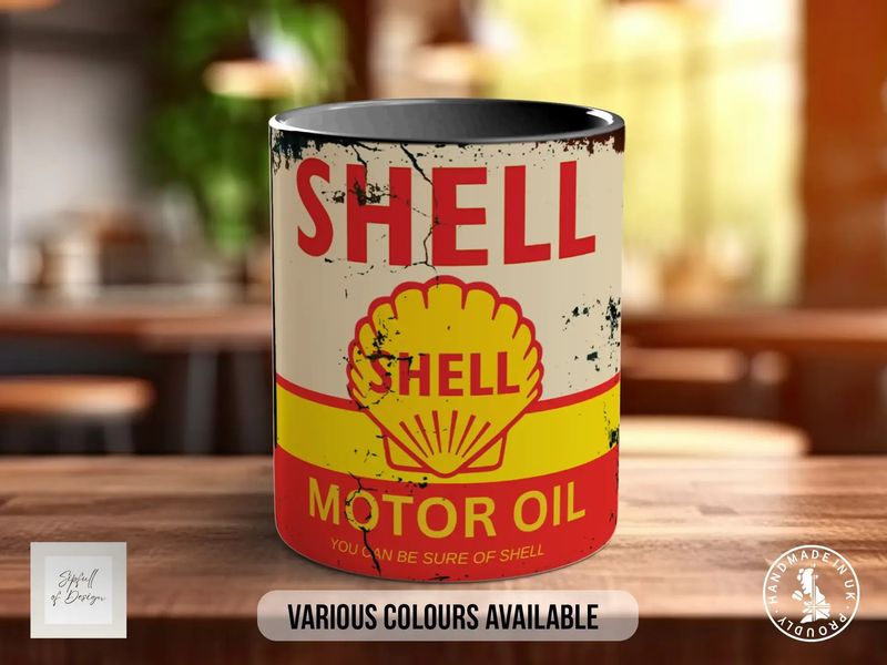 Shell Motor Oil Mug – Vintage Petrol Can Gift