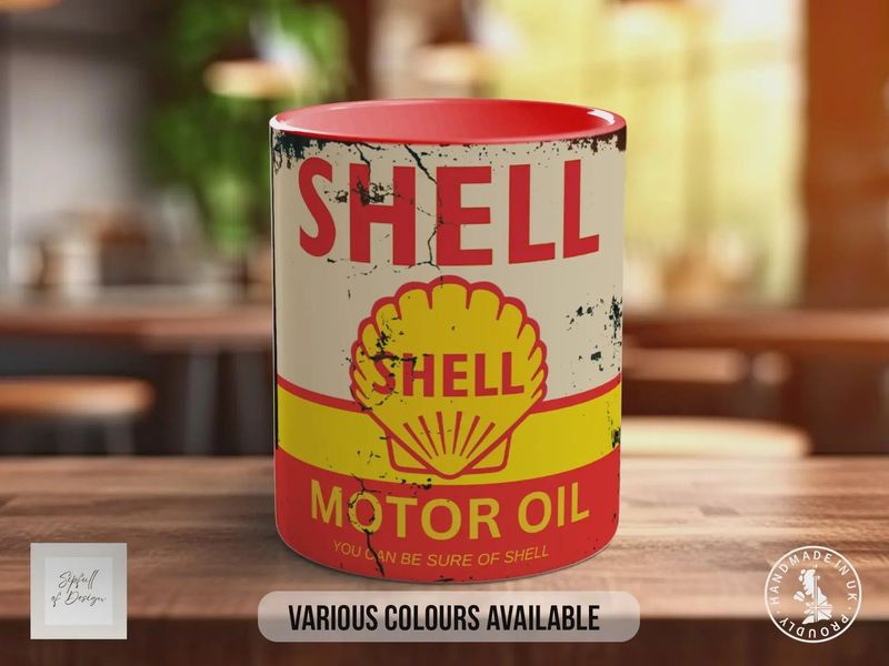 Shell Motor Oil Mug – Vintage Petrol Can Gift