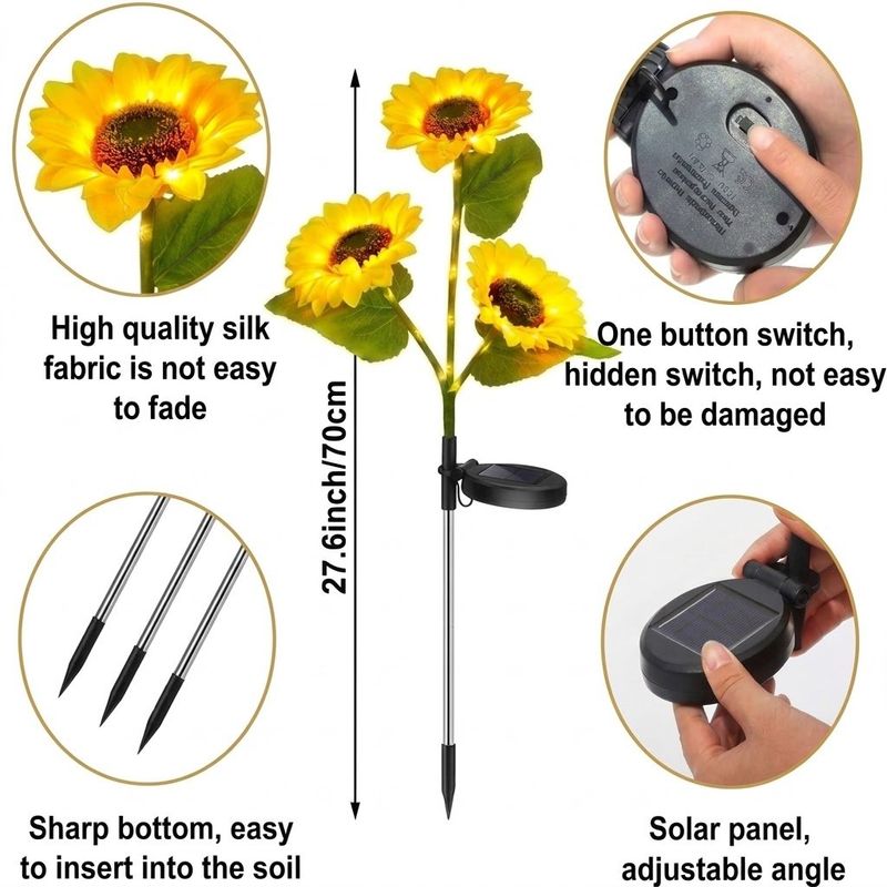 Mother's Day Sale - Solar LED Sunflower Garden Lights-29.6inch