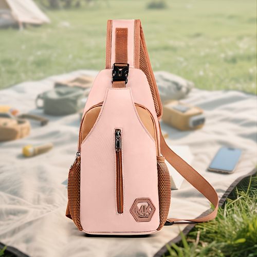 Unisex Nylon Crossbody Chest Bag, Adjustable Strap Large Capacity Sling Bag, Zipper Closure Durable Everyday Purse for Women Men, Casual Urban Fanny Pack for Travel Work Gym Daily Commute