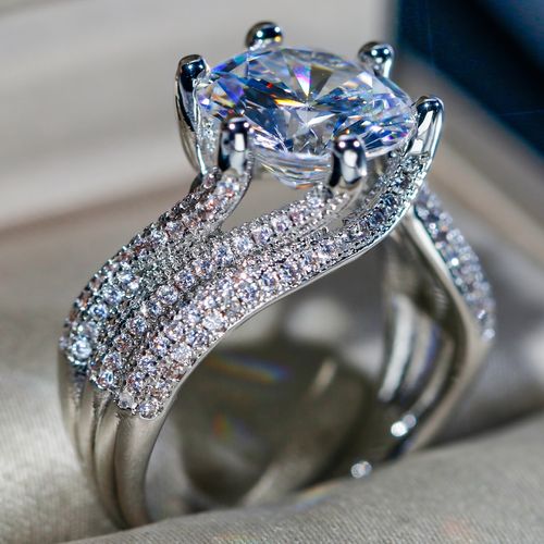 🔥5 Carat Pure Silver Women Adjustable Ring Open design, one size fits all! Luxury look without high price. Perfect gift for ladies in Ghana.