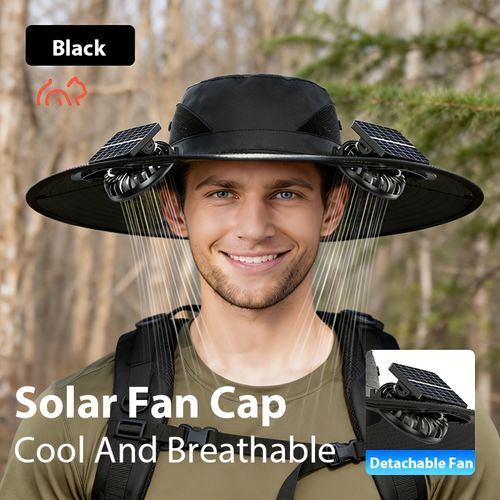 Solar‑powered fan hat