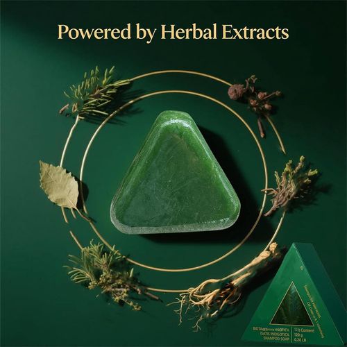 Unisex herbal shampoo bar with platycladi leaves and usman grass. Plant-based formula for daily hair care, tames frizz and refreshes oil control. Buy 2 get 1 free, total 3 pieces