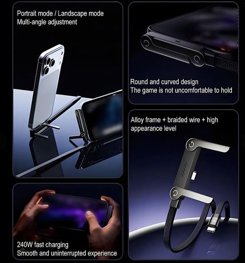 240W Bracket C-C Data Cable, Fast Charging for Tablets & Mobile Games