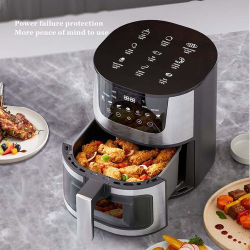 Stainless Steel 7L Smart Air Fryer, Household Touch Control Oven, Oil-Free Hot Rack Design, Oil-Free Frying Cooking