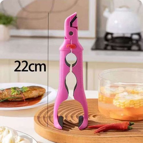 Heat-Resistant Anti-Hot Kitchen Clip with Bottle Opener Non-Slip Bowl Holder (Pink)