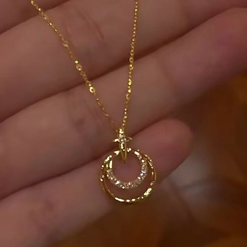 🎄Round Four-Pointed Star Necklace for Women - Dainty & Minimalist Design, Premium Clavicle Chain