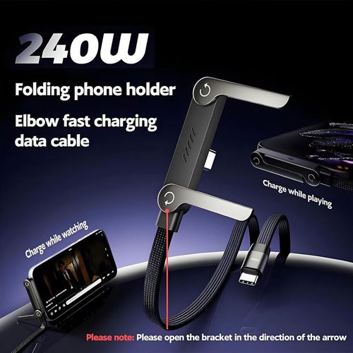 240W Bracket C-C Data Cable, Fast Charging for Tablets & Mobile Games