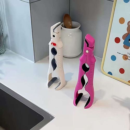 Heat-Resistant Anti-Hot Kitchen Clip with Bottle Opener Non-Slip Bowl Holder (Pink)