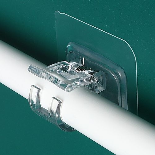 Get six pieces in total. Nail-free self-adhesive rail hooks, curtain rod clips, bathroom hooks, and adhesive hanging storage racks for household use.