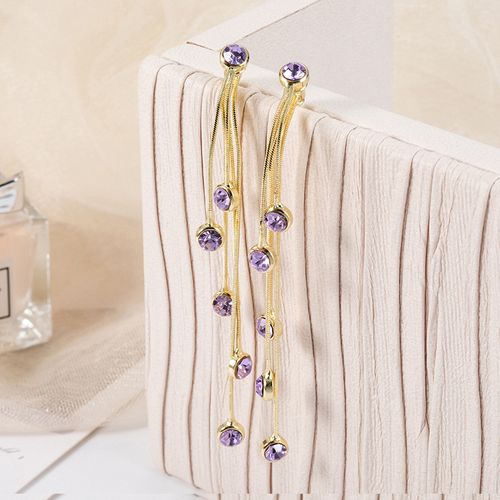 Long Tassel Purple Earrings, Simple Style Purple Drop Earrings