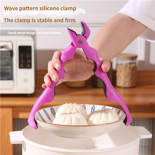 Heat-Resistant Anti-Hot Kitchen Clip with Bottle Opener Non-Slip Bowl Holder (Pink)
