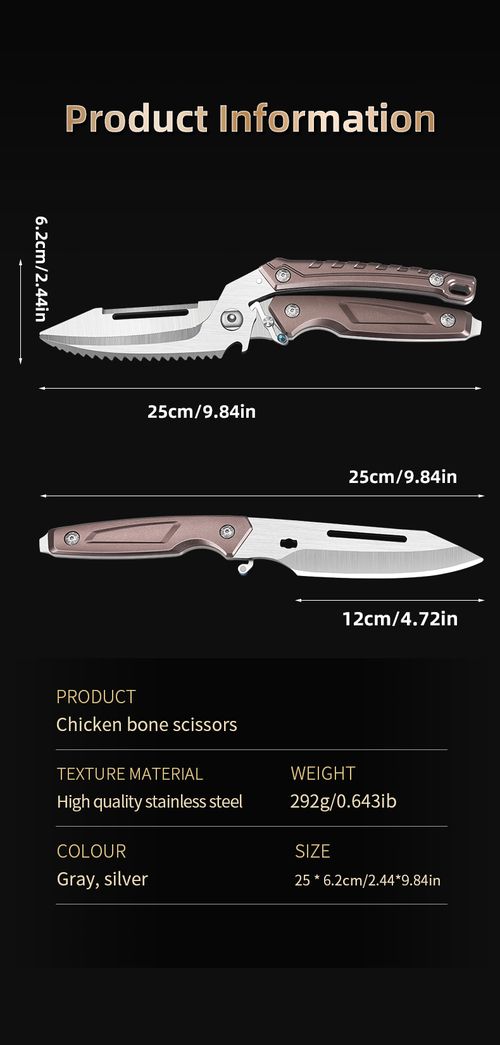 Detachable Stainless Steel Multi-Purpose Chicken Bone Scissors, for Cutting Fish Bones, Scaling Fish, Trimming Vegetables and More.