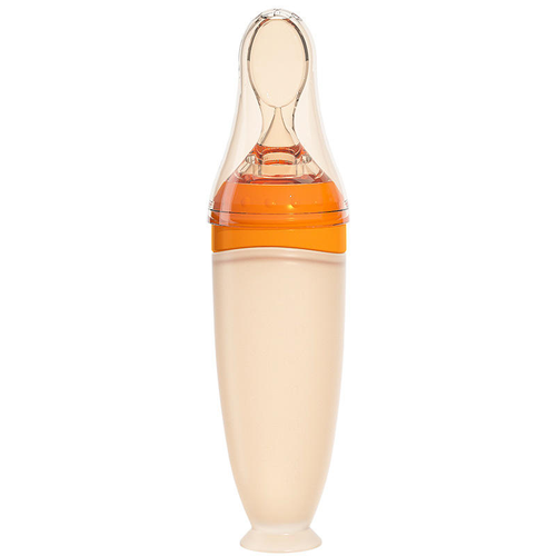 Food-grade silicone, eco-friendly baby food feeding spoon, bottle feeding spoon, fruit teether, BPA-free