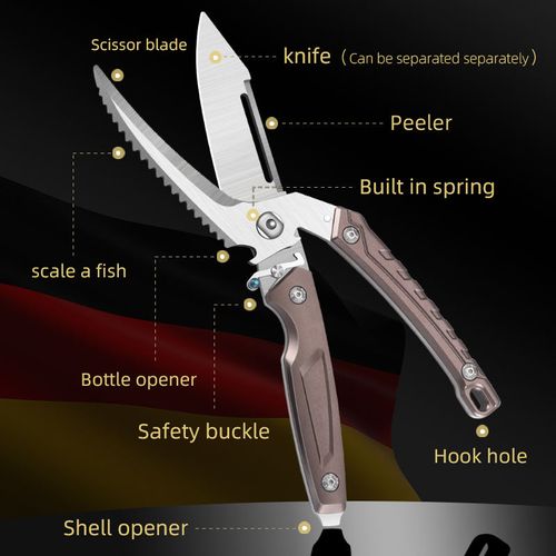 Detachable Stainless Steel Multi-Purpose Chicken Bone Scissors, for Cutting Fish Bones, Scaling Fish, Trimming Vegetables and More.