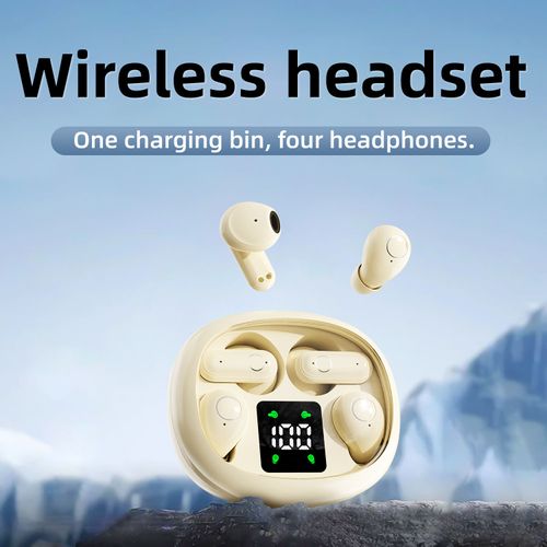SK35 Four-Piece Painless In-Ear Bluetooth Earbuds Charging Case, LED Power Display, HiFi Sound Quality, Low Latency