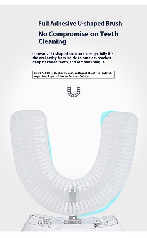 360° Full-Coverage Cleaning, Fully Automatic, IPX7 Waterproof & Rechargeable U-Shaped Silicone Toothbrush