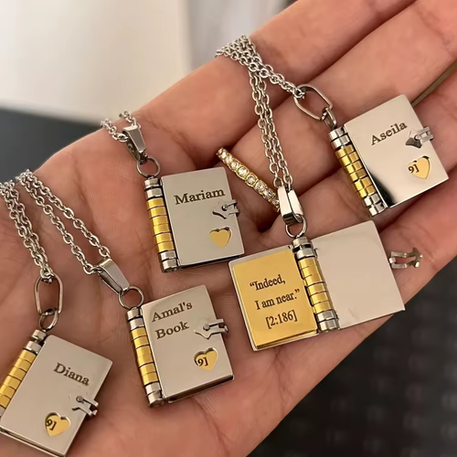 Engraved Book & Heart Envelope Necklace | Keep Your Exclusive Sentiments