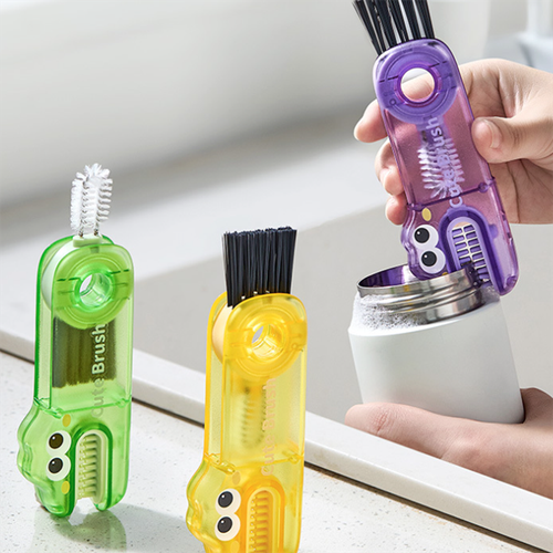 3-in-1 Cup Cleaning Brush, Multifunctional Cleaning Tool for Tumblers, Baby Bottles and Lid Gaps, U-Shape Groove Cleaning Brush