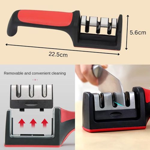 Hot Sale Portable Kitchen Knife Accessories Sharpeners Professional Manual Kitchen 3 Stage Knives Sharpening Tool