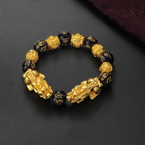 Obsidian Pixiu Bracelet | Wealth-Attracting Six-Word Mantra Beads