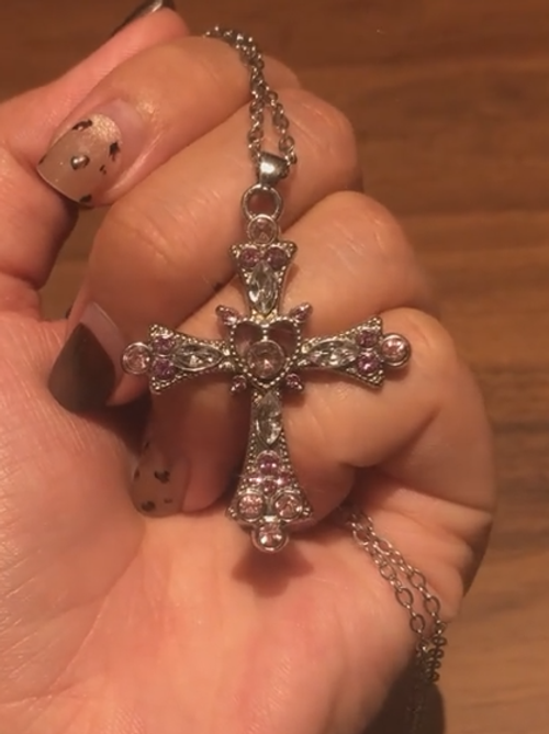 Bohemian Crystal Cross Pendant Clavicle Necklace