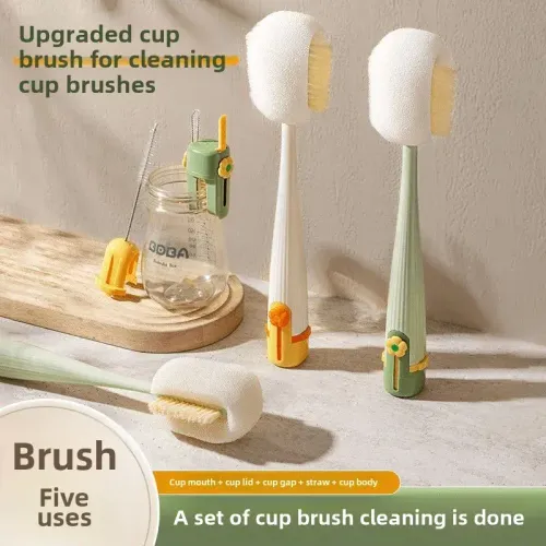 5-in-1 Cup Cleaning Tool, Sponge Brush for Water Cups, Thermoses and Baby Bottles