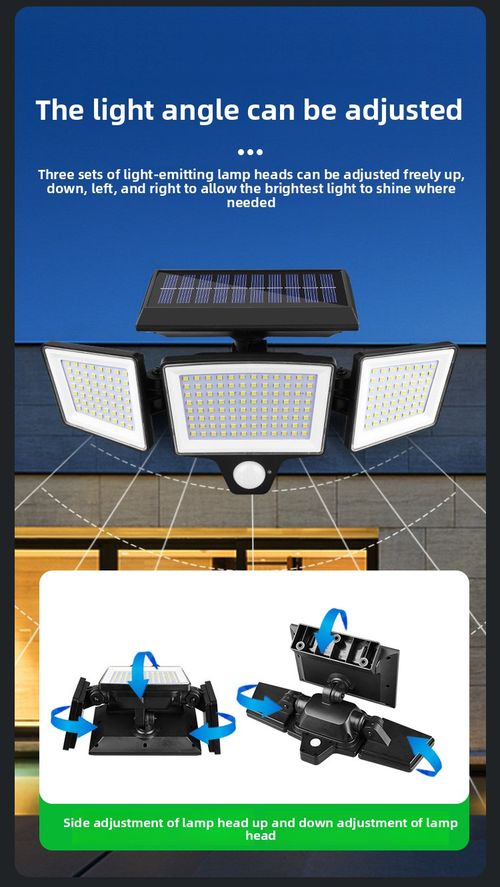 Solar Powered Motion Sensor 3-Head LED Wall Lamp Waterproof