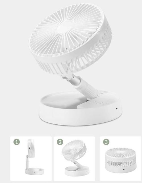 Portable Foldable Desk Fan | Quiet Small Office & Home Fan | USB Rechargeable Long Battery Life Standing Fan