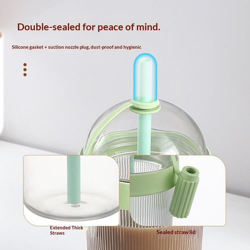 Food-grade thickened coffee cup, large capacity vertical stripe water cup with straw and lid, drop-resistant