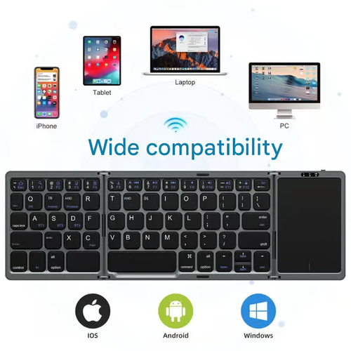 Foldable Bluetooth keyboard with touchpad