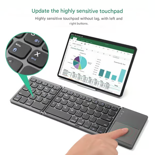 Foldable Bluetooth keyboard with touchpad