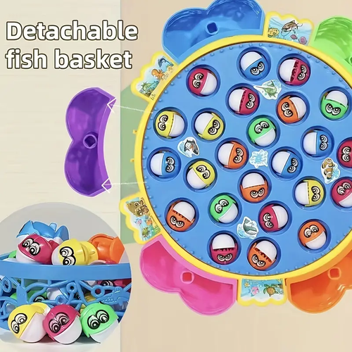 24pcs Rotating Music Fishing Toy  - Interactive Musical Toy for Toddlers, Enhances Motor Skills, Color Recognition, Entertainment