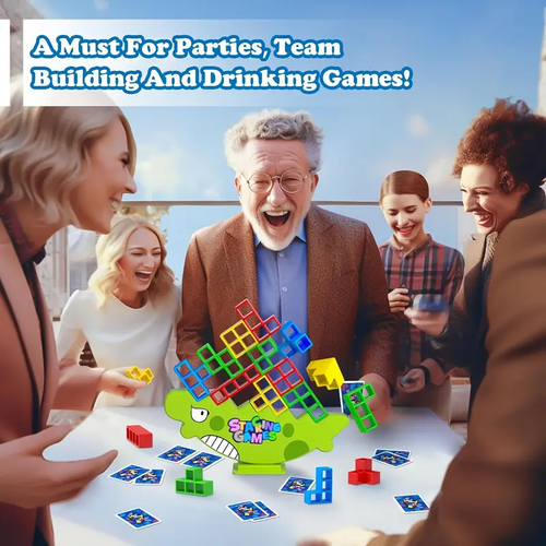 64pcs Dinosaur Tetra Tower Balance Stacking Games for 2+ Players Stack Attack Building Tower Game Kids Teens & Adults Board Game Family Party Team Game Toys Christmas Holiday Birthday School Gift