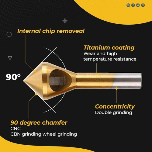 🔥Titanium Coated Countersink Chamfer Tool (4 pcs)