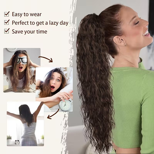 Curly Wavy Frizzy Hair Extension with Ponytail