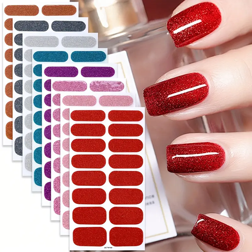 8 Sheets Glitter Full Cover Nail Wraps Stickers,Spring&Summer,Purple Nail Full Wraps,Self-Adhesive Nail Stickers Suitable for Women And Girls,Nail Art Home Salon DIY Nail Supplies,Fantasy Theme,Shimmery Finish,Single Use,Super Quality,Unscented