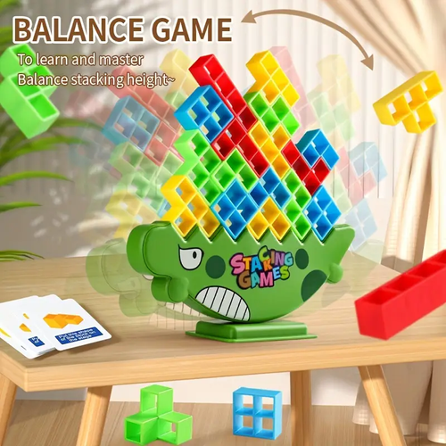 64pcs Dinosaur Tetra Tower Balance Stacking Games for 2+ Players Stack Attack Building Tower Game Kids Teens & Adults Board Game Family Party Team Game Toys Christmas Holiday Birthday School Gift