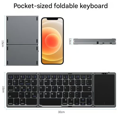 Foldable Bluetooth keyboard with touchpad