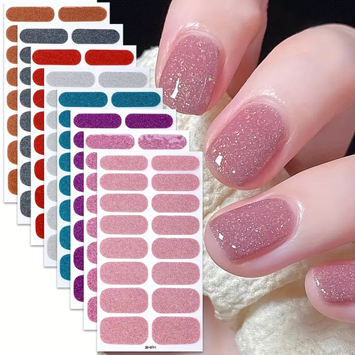 8 Sheets Glitter Full Cover Nail Wraps Stickers,Spring&Summer,Purple Nail Full Wraps,Self-Adhesive Nail Stickers Suitable for Women And Girls,Nail Art Home Salon DIY Nail Supplies,Fantasy Theme,Shimmery Finish,Single Use,Super Quality,Unscented